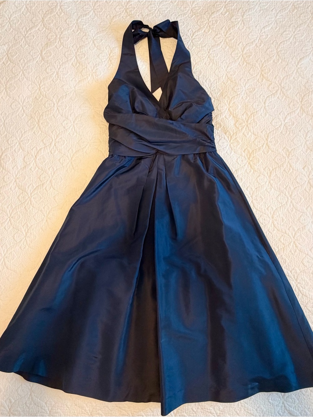 Donna Ricco Navy Halter Midi Dress